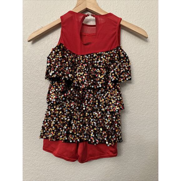 Dance Costume Weissman Child Red Jazz Tap 50's Size 7/8 (1C) Dress Up - Picture 5 of 6